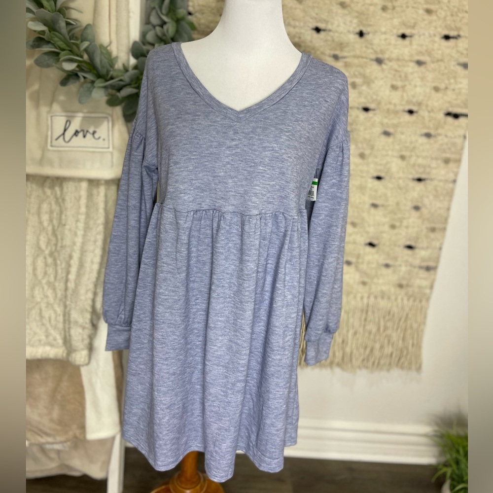 Nwt kenedik periwinkle sweatshirt vneck dress size s